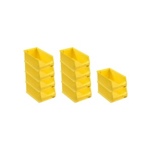 PROREGAL SparSet: 10 gelbe Sichtlagerboxen (15x20x35 cm, 7,2 Liter) für Aufbewahrungssysteme.