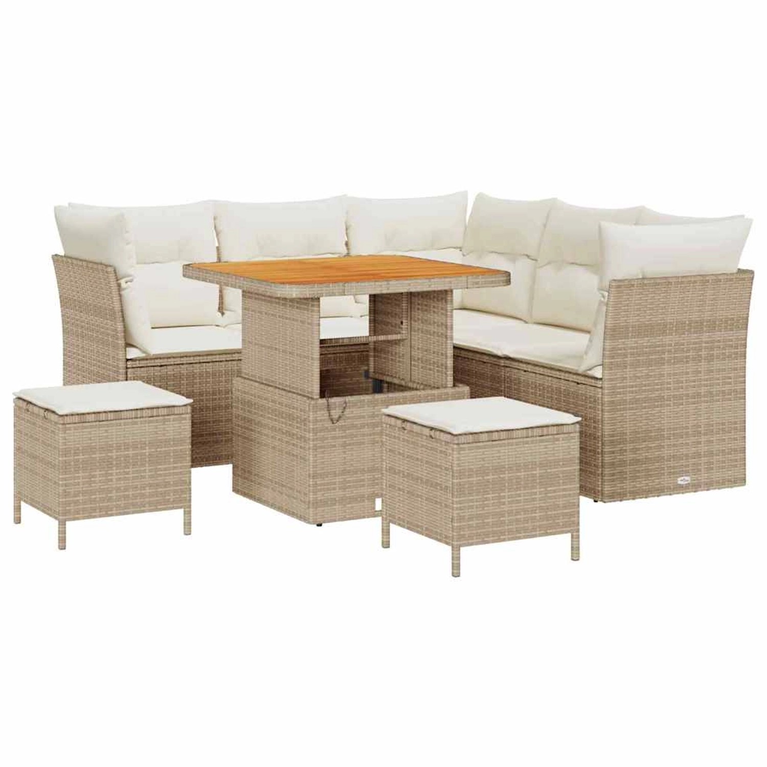 vidaXL 8-Teiliges Garten-Sofa-Set mit Kissen in Beige aus Poly Rattan und A günstig online kaufen