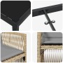 Detailansicht: vidaXL Garten Essgruppe, 5-tlg., beige Poly Rattan, Tischplatte Glas, Stuhl mit Kissen.