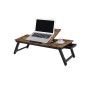 Vintagebrauner Songmics Laptopständer (71x35x23cm) mit Laptop und Tasse. Ideal als Schreibtisch-Zubehör.