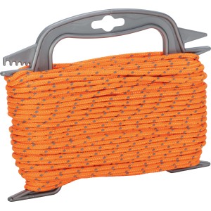 Orange Flechtschnur aus Polyester, 4 mm Durchmesser, reflektierend, auf Spule.