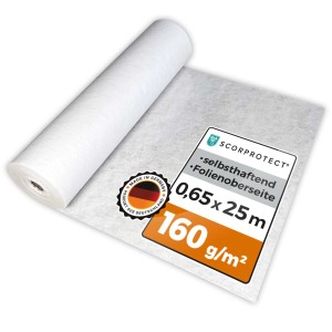 Scorprotect Abdeckvlies 0,65 M X 25 M Weiß 160 G Pro M² Selbsthaftend Bodenschutz Schutzvlies Treppenvlies