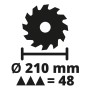 Sägeblatt für Einhell Zug-Kapp-Gehrungssäge TC-SM 2131/1 Dual, 210 mm Durchmesser, 48 Zähne.