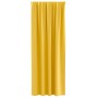 Senfgelber Verdunkelungsvorhang aus Polyester mit Ringen, einzeln hängend. Moderner Fenstervorhang.