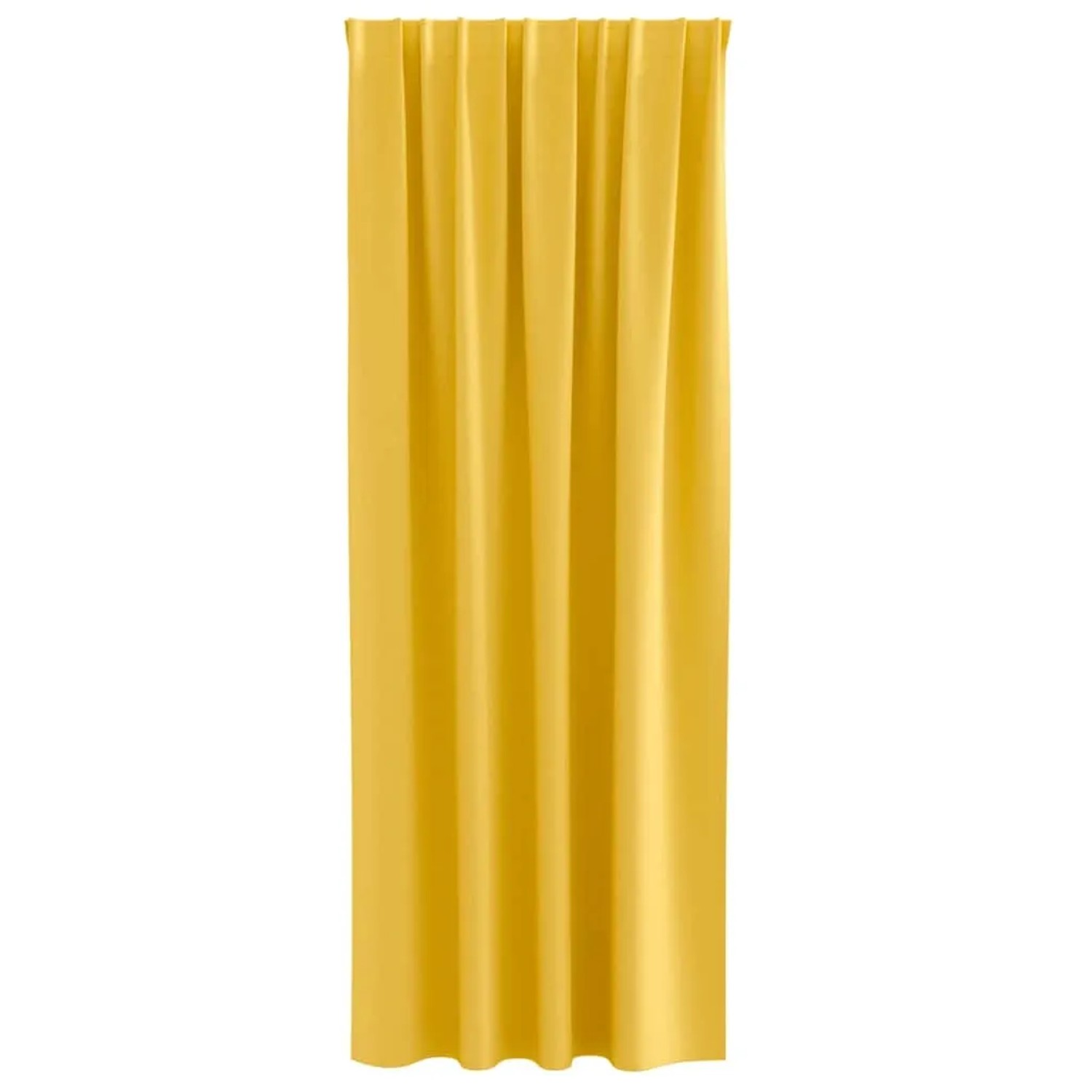 Senfgelber Verdunkelungsvorhang aus Polyester mit Ringen, einzeln hängend. Moderner Fenstervorhang.