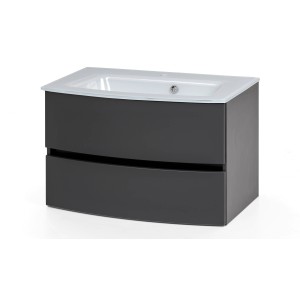 Held Möbel Einzelwaschtisch Salerno, 80 cm, Grau Matt, mit Softclose und zwei Schubladen.