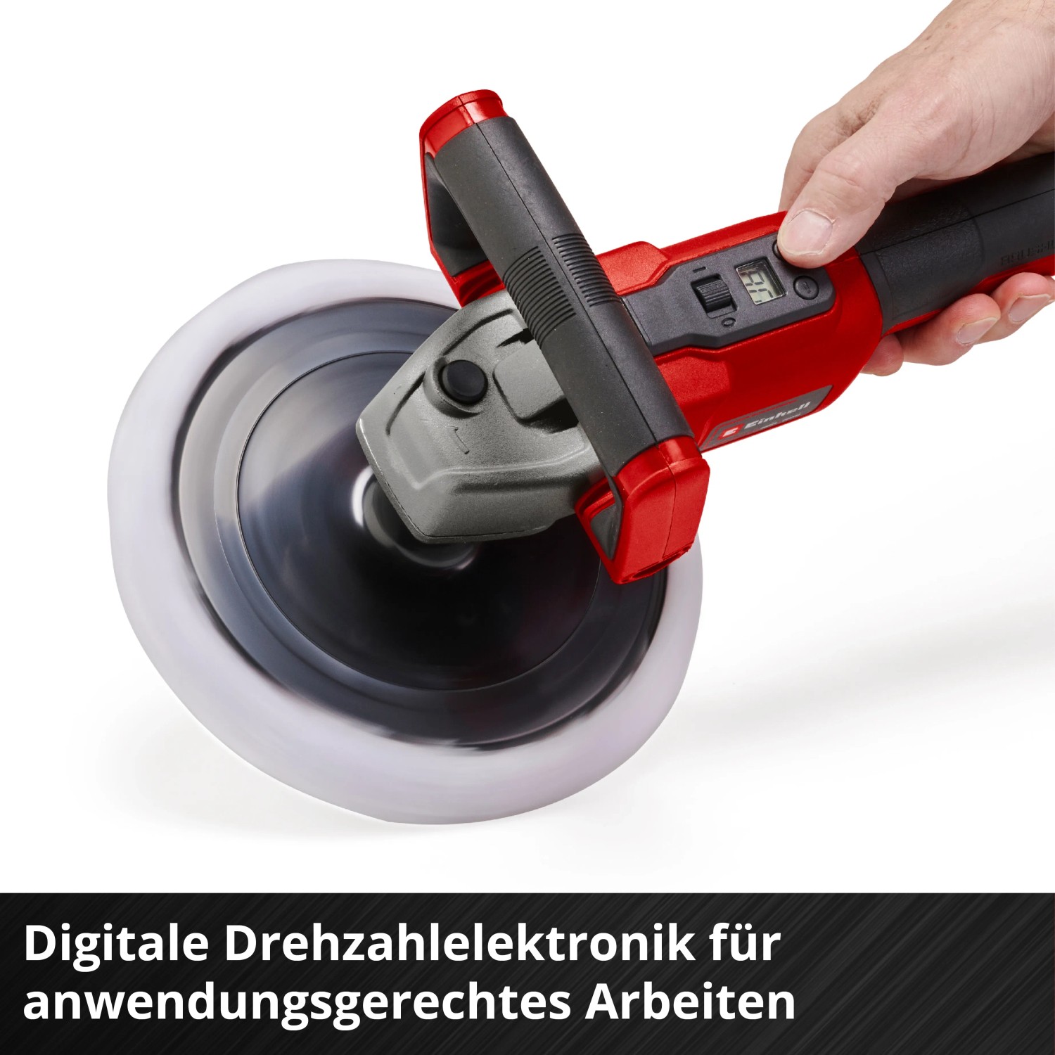 Einhell Akku-Schleif- und Poliermaschine CE-CP 18/180 Li E-Solo in Aktion.