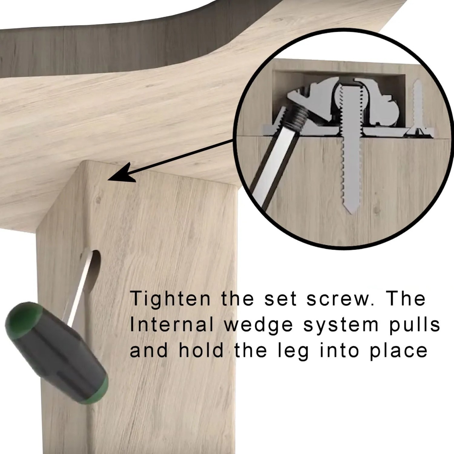 2er-Set SOTECH Tischbeinverbinder WEKA für eckige Tischbeine, Montage und Details.