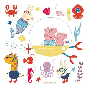 Sanders & Sanders Wandtattoo Peppa Wutz Unterwasserwelt, Multicolor, 30x30cm, mit 40 Aufklebern.