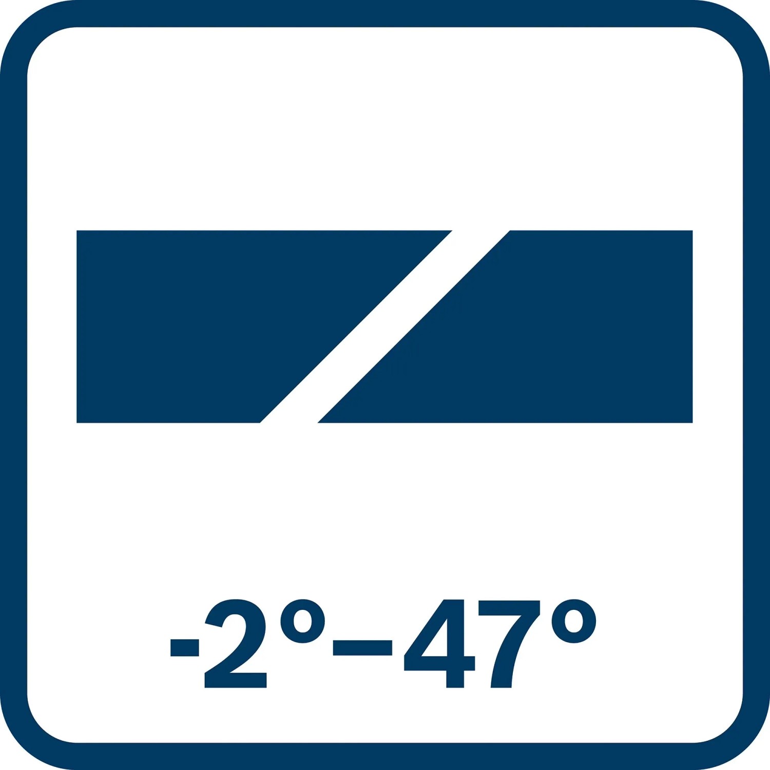Symbol für Gehrungsschnitteinstellung -2° bis 47° der Bosch Tischkreissäge GTS 100-254.