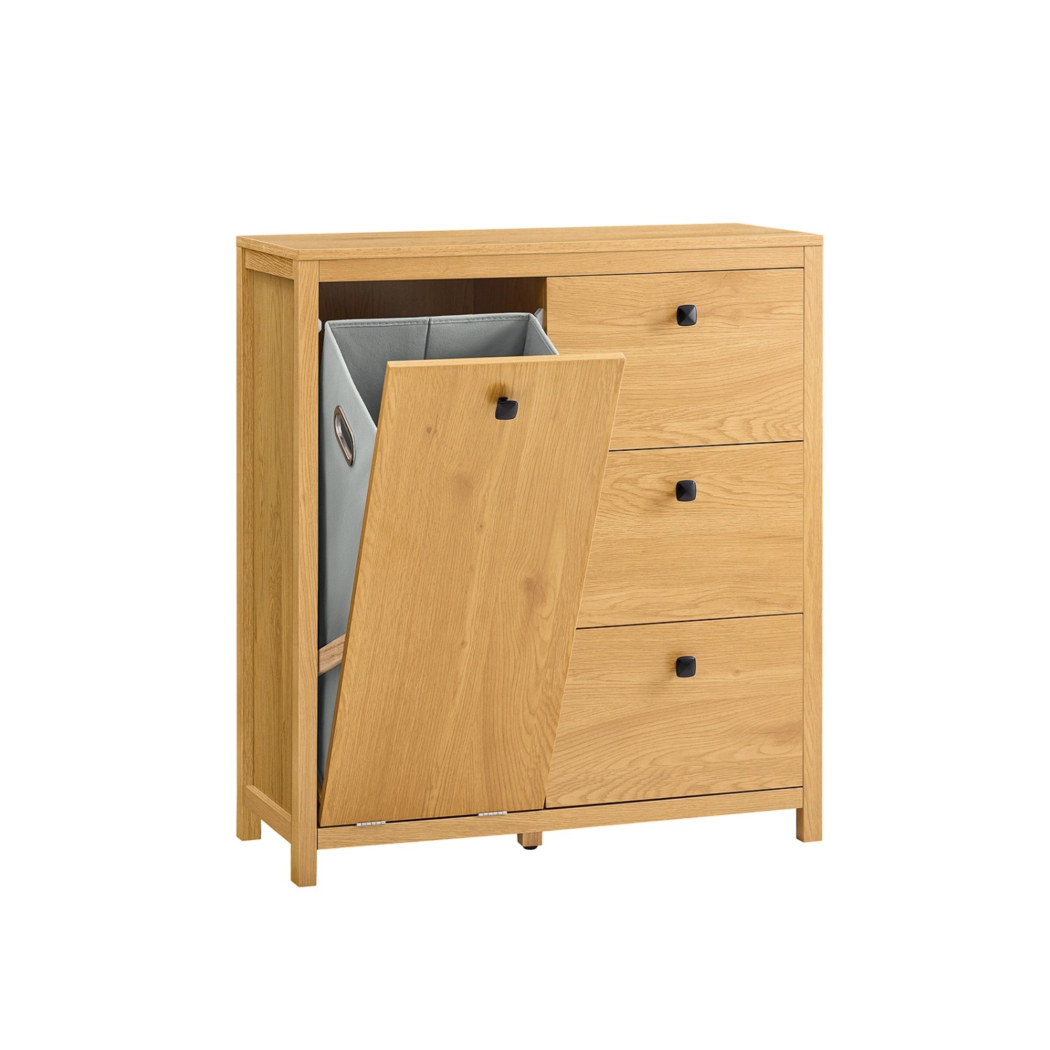 SoBuy Wäscheschrank mit Ausklappbarem Wäschesack Wäschesammler Wäschekorb 80x90x35cm BZR97-SN
