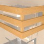 Ofenschutzgitter aus Holz für Weka Massivholzsauna Valida Eck mit Saunasteinen.
