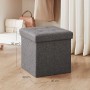 Grauer Songmics Sitzhocker Minota (30x30 cm) mit Stauraum, Leinenoptik.