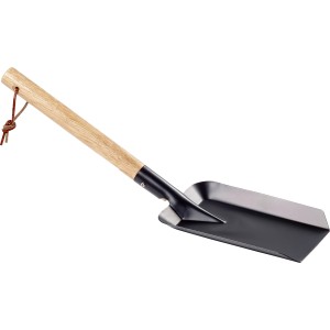 Kohleschaufel aus Metall mit Holzgriff für Grill und Kamin.