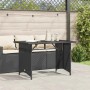 Schwarzer vidaXL Gartentisch mit Glasplatte, 110x68x70 cm, aus Poly Rattan.