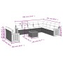 vidaXL Garten-Sofagarnitur, 11-teilig, schwarz, Poly Rattan, mit Maßen. Ideal für Terrasse und Garten.
