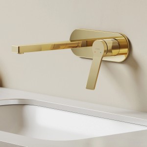 Emke Wand Waschtischarmatur Inklusive Grundkörper 288 x 210 x 70 mm Chanpagnergold Mischbatterie für Waschbecken