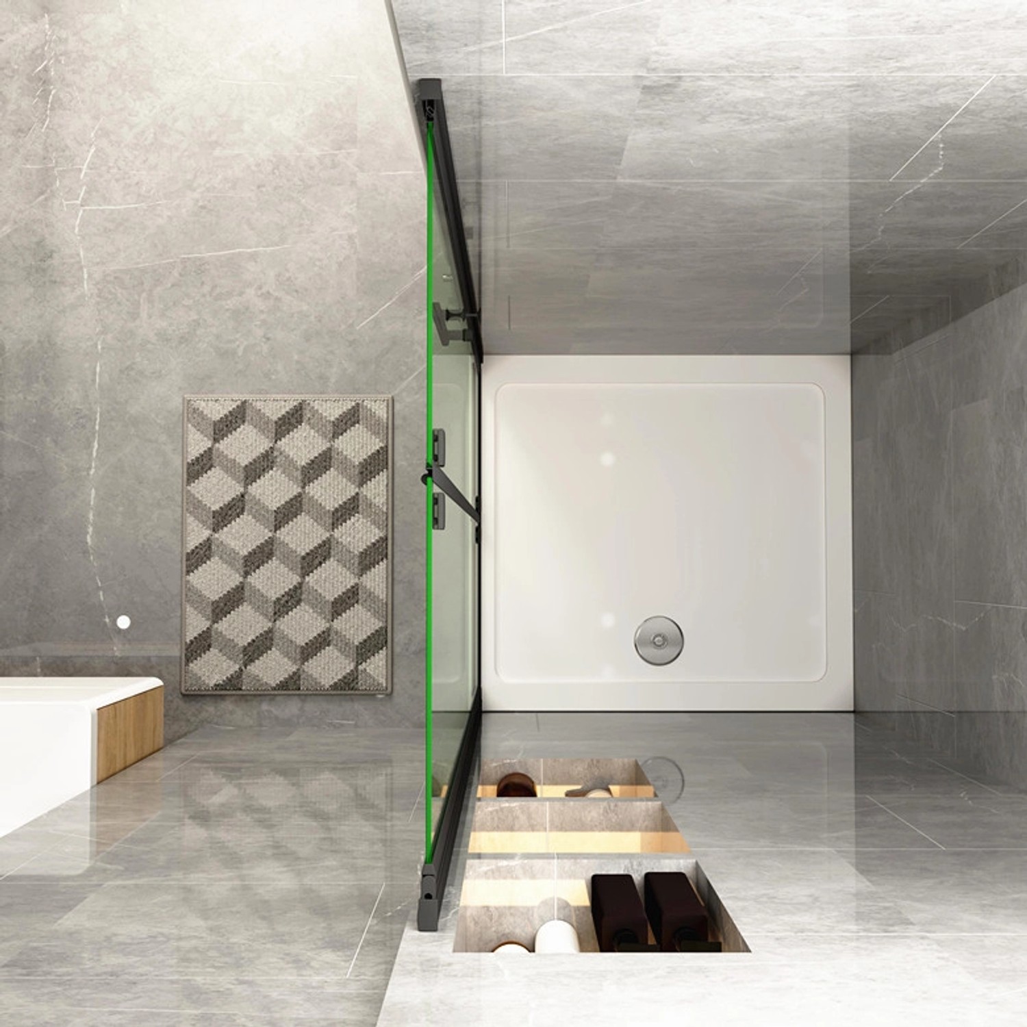 Duschparadies Duschtür Nischentür Falttür 80x195cm,Schwarz,6mm Nano Glas Dusche_6