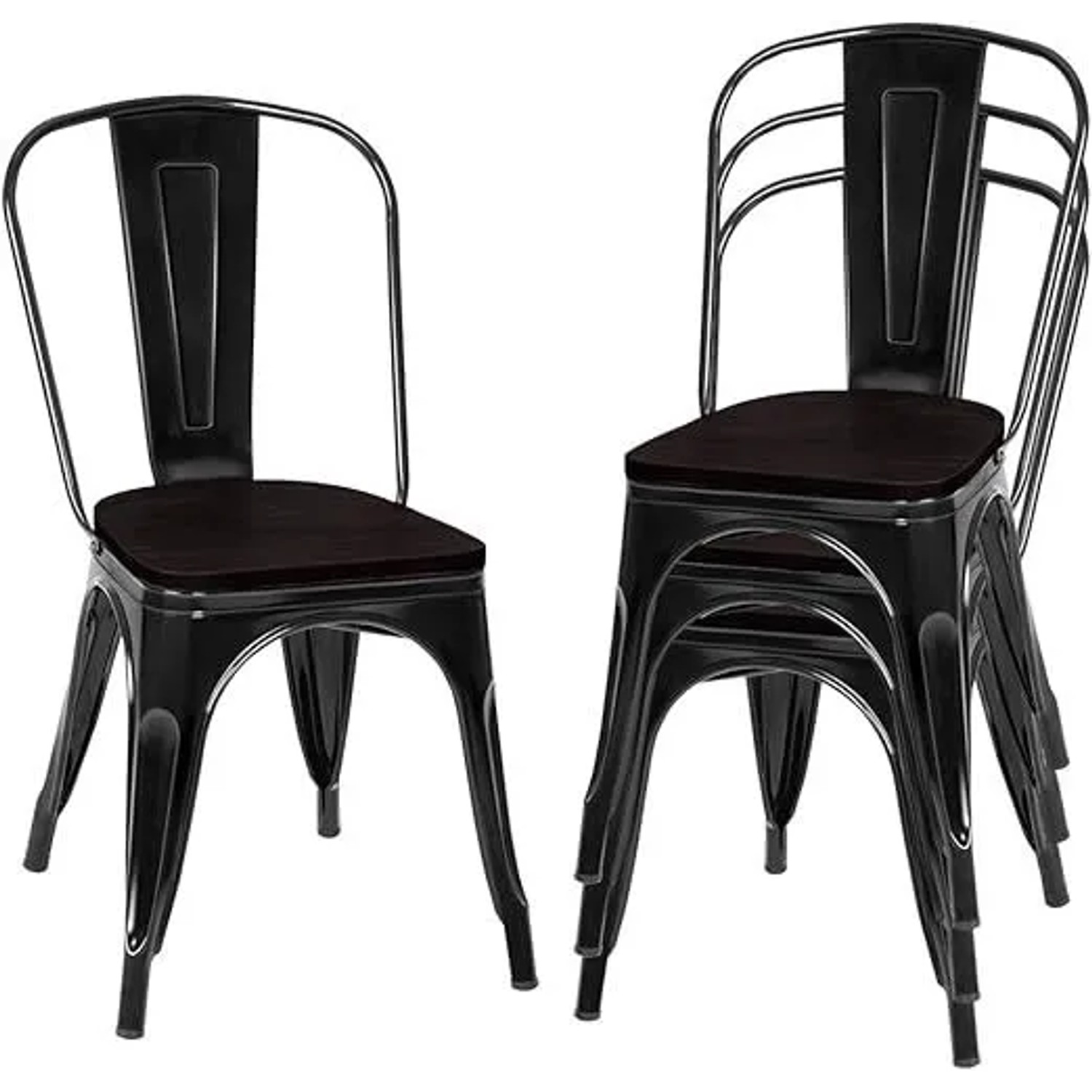 Costway 4er Set Esszimmerstuhl Aus Metall Barhocker Stapelbar Schwarz günstig online kaufen