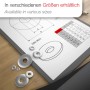 SOTECH M6 Edelstahl V2A DIN 9021 Unterlegscheiben in verschiedenen Größen auf technischer Zeichnung mit Maßtabelle.