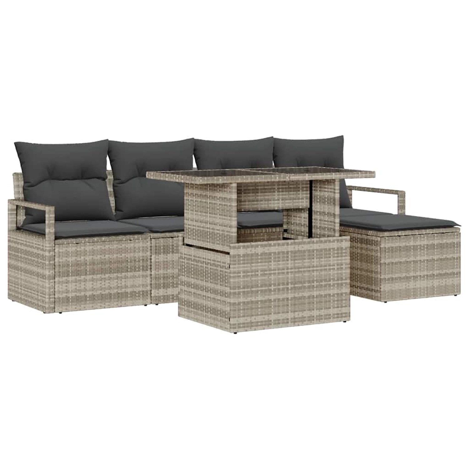 vidaXL Garten-Sofa-Set mit Speicher 6-Tlg Hellgrau Poly Rattan 3357545 günstig online kaufen