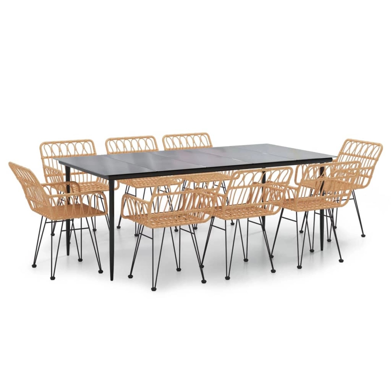 vidaXL 9-Tlg Garten-Essgruppe Poly Rattan 3157851