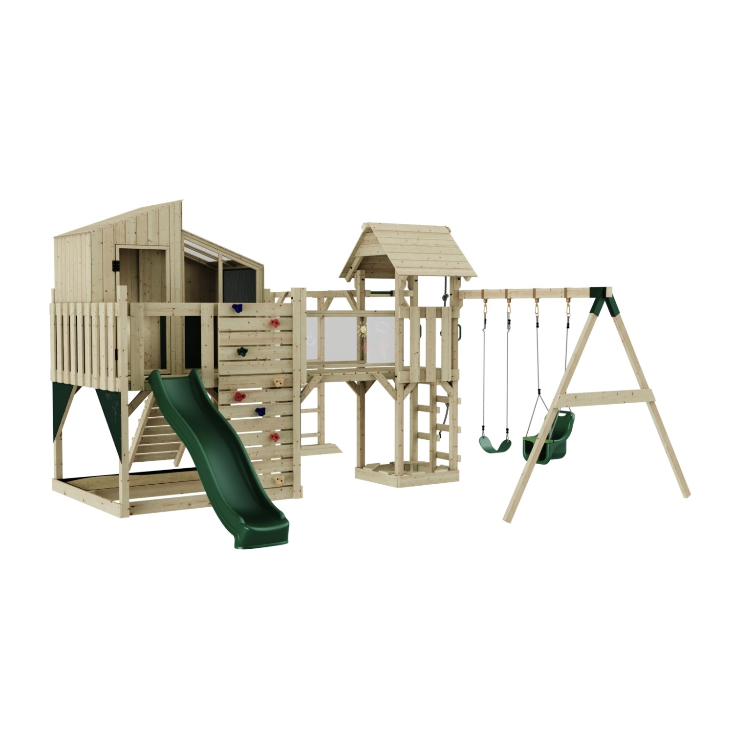 OutdoorToys Spielturm Emma mit Babyschaukel Dunkelgrün günstig online kaufen
