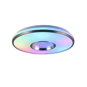 LED-Deckenleuchte Realta, 39 cm, Aluminium gebürstet, mit Farbwechsler und Sterneneffekt.