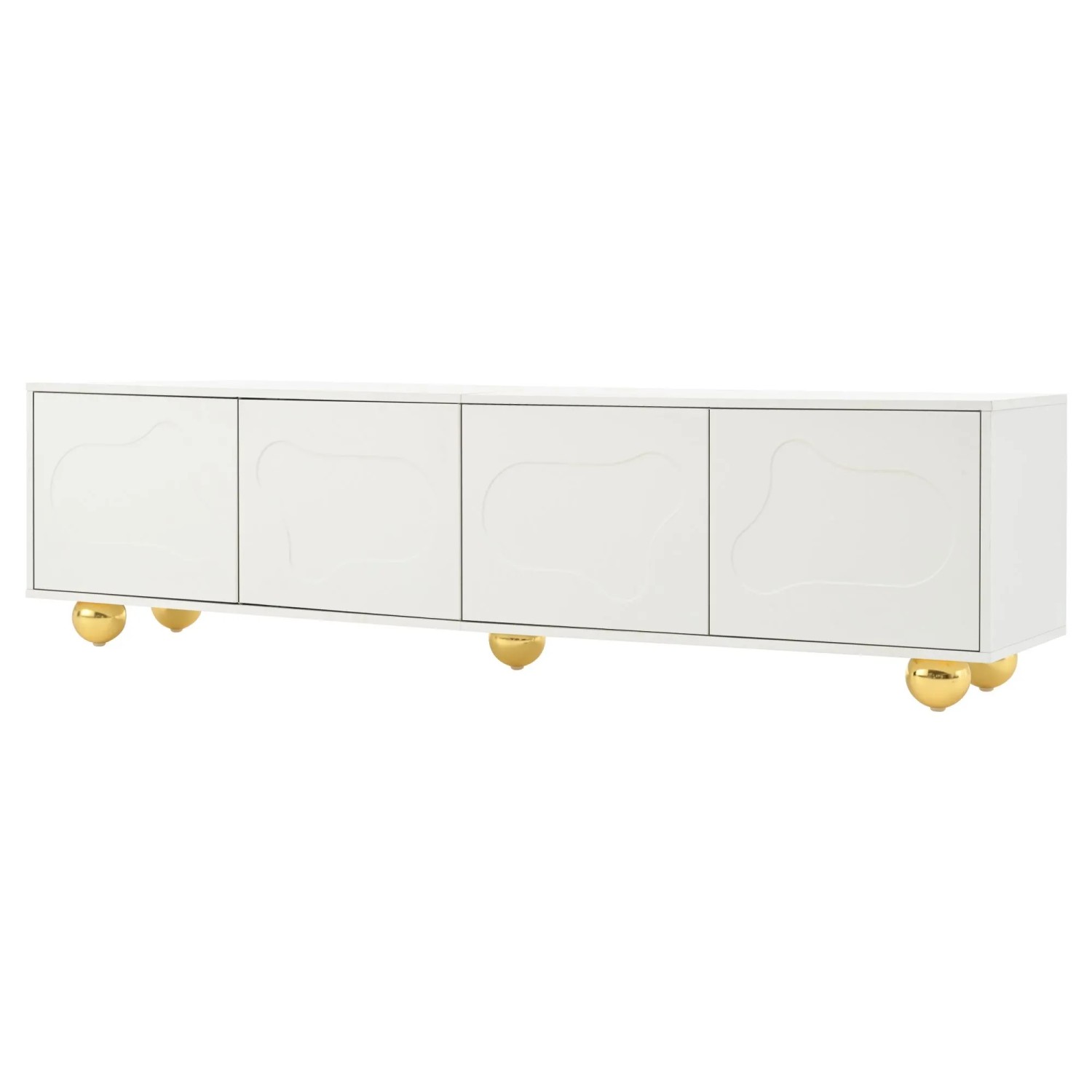 okwish TV Schrank mit Wolkenform Schränken Stützbeinen 180x40x45cm Weiß