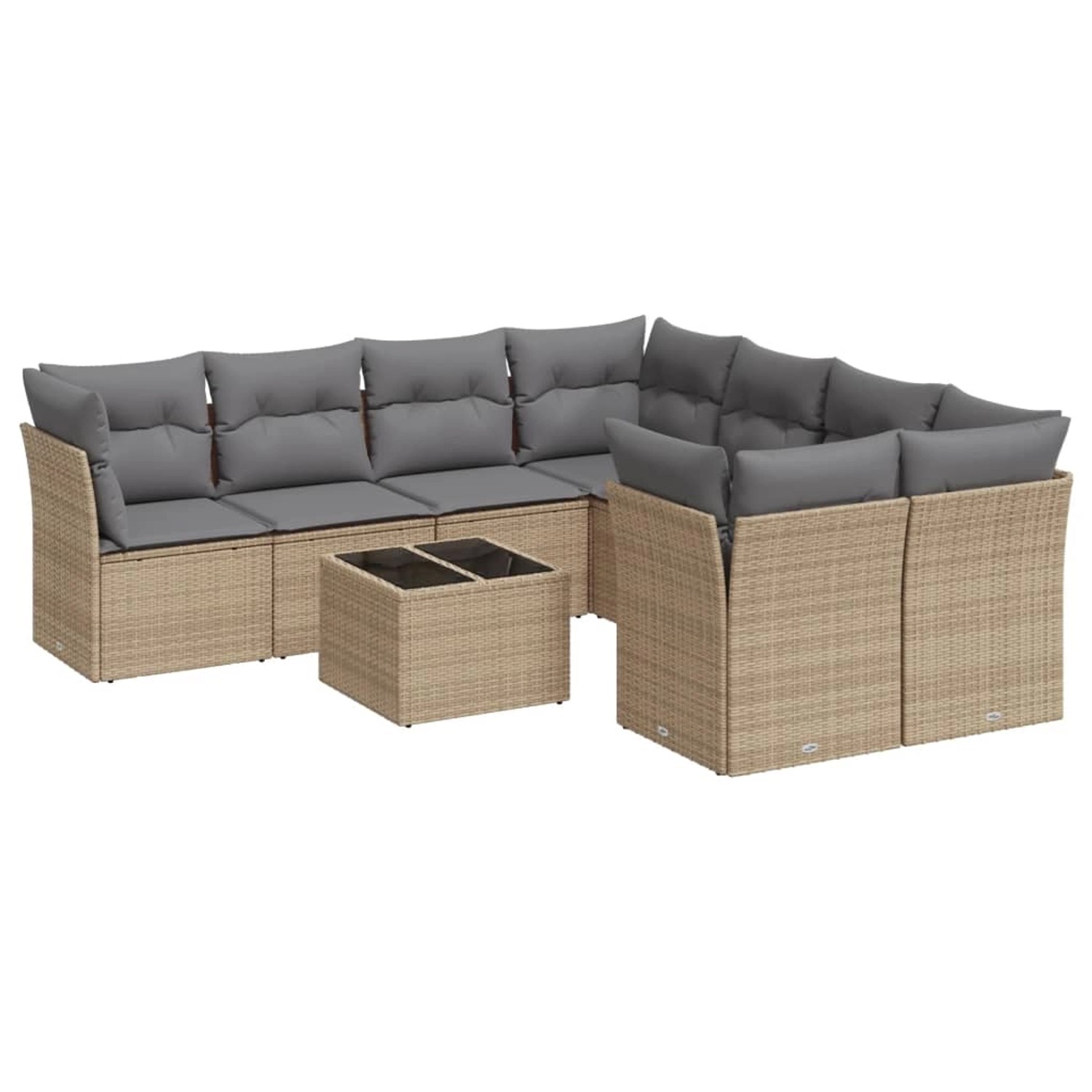 vidaXL 9-Tlg Garten-Sofagarnitur mit Kissen Beige Poly Rattan 3217319 günstig online kaufen