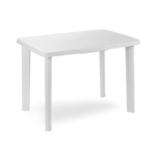 Weißer, rechteckiger Mojawo Gartentisch aus Kunststoff, 100x70cm, ideal für Balkon und Terrasse.