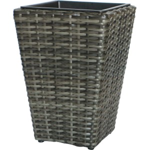 Konischer Pflanzkübel Shadow, 40cm hoch, aus Polyrattan in Flechtoptik für Balkon und Terrasse.