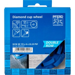 Pferd Diamant Schleiftopf DCW PSF 2 Reihen, 115mm, für Winkelschleifer, zum Bearbeiten von Stein und Beton.