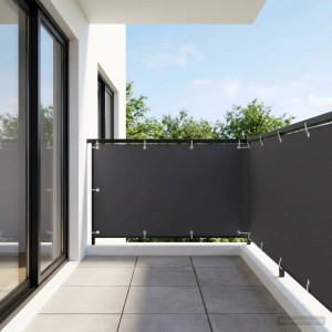 vidaXL Balkon-Sichtschutz 1,2 x 15 m Stoff mit PU-Beschichtung Schwarz 42036764