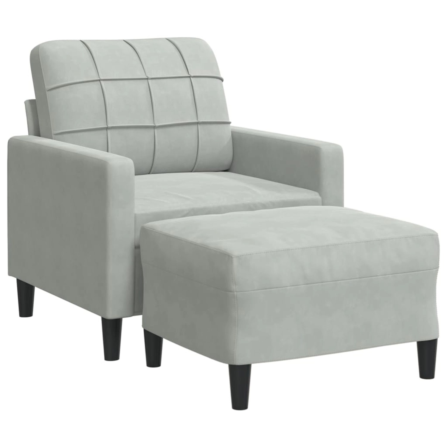 vidaXL Sessel mit Hocker Hellgrau 60 cm Samt 2150035 günstig online kaufen