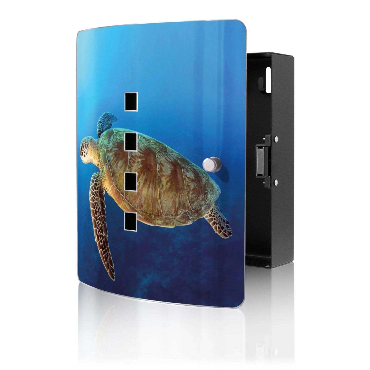 Banjado Design Schlüsselkasten Aus Edelstahl Für 10 Schlüssel 24x21,5x7cm Mit Magnetverschluss Motiv Wasserschildkröte