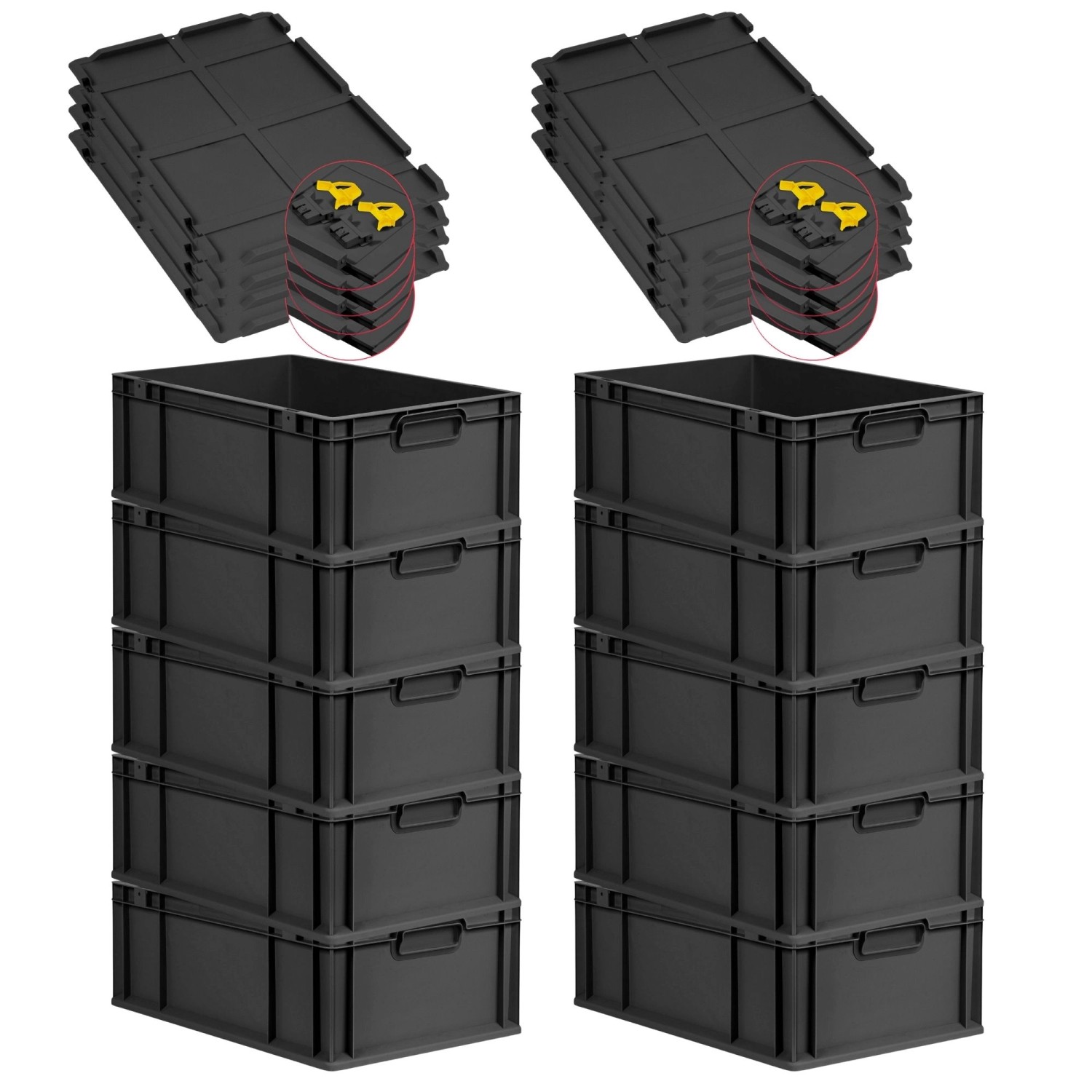 PROREGAL SuperSparSet 10x Eurobox Nextgen Grip Mit Scharnierdeckel Und Gelb günstig online kaufen
