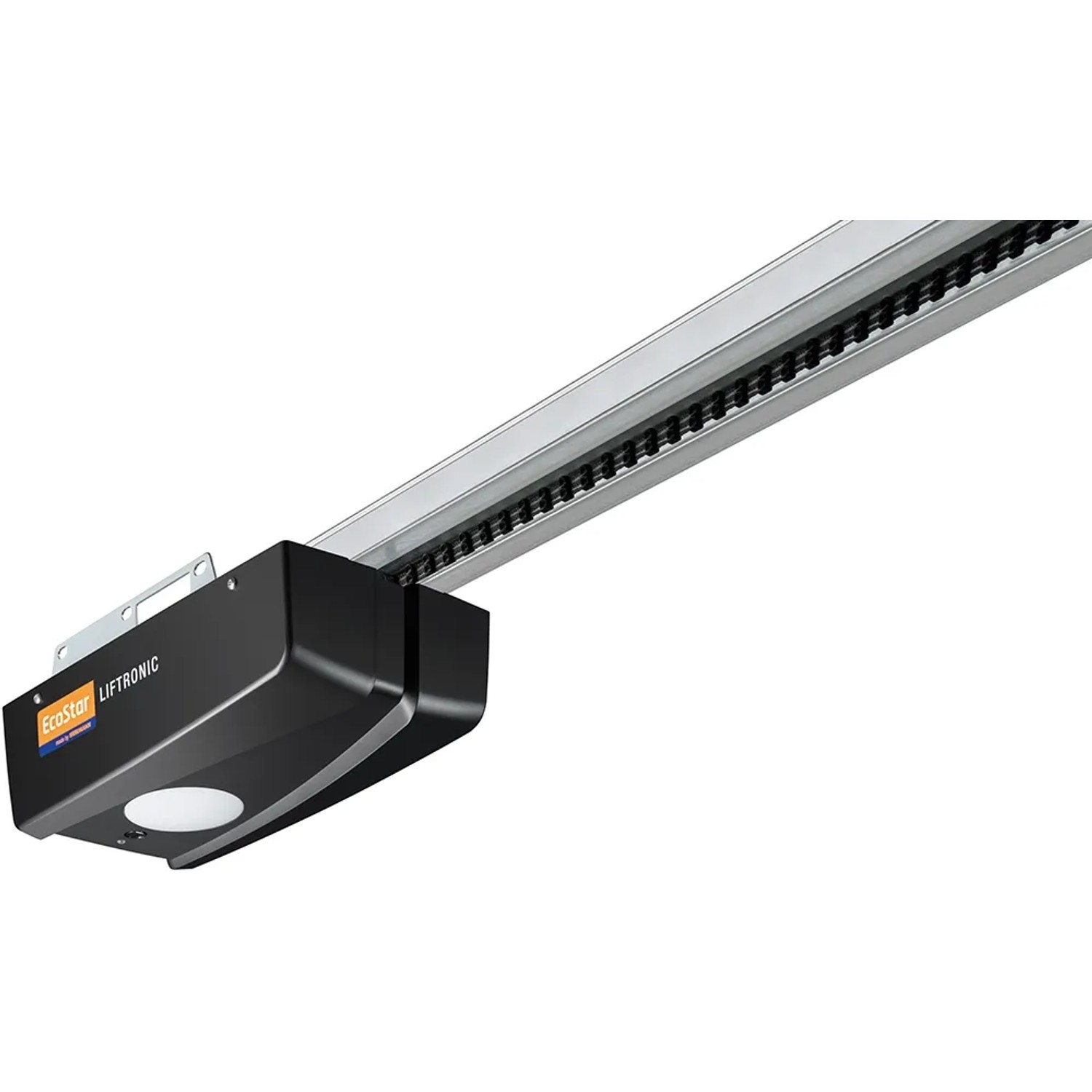 EcoStar Liftronic 700 Garagentorantrieb mit Schiene und schwarzem Gehäuse.