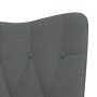 Detailansicht: Dunkelgrauer Schaukelstuhl aus Stoff mit Knopfdesign.