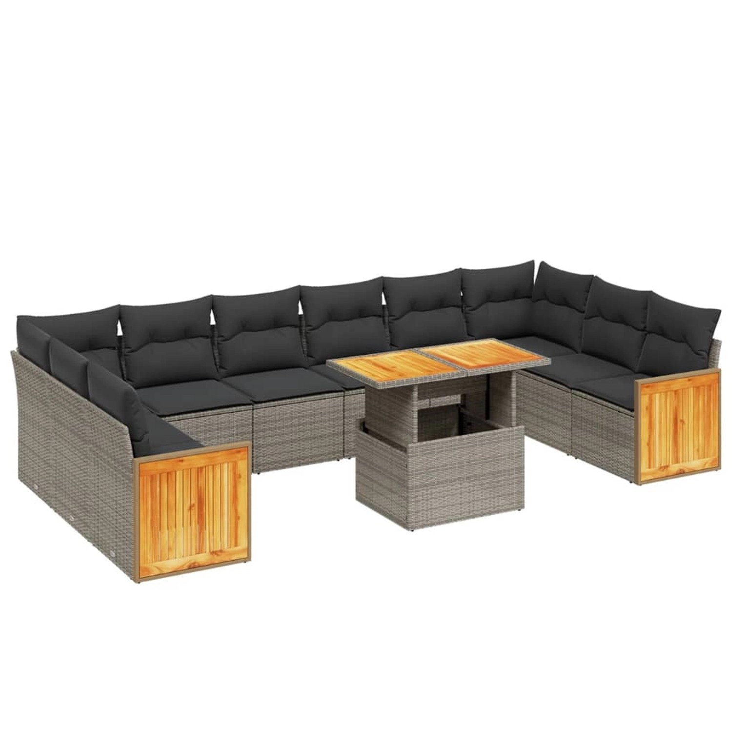 vidaXL 11-Tlg Garten-Sofagarnitur mit Kissen Grau Poly Rattan 3274133 günstig online kaufen
