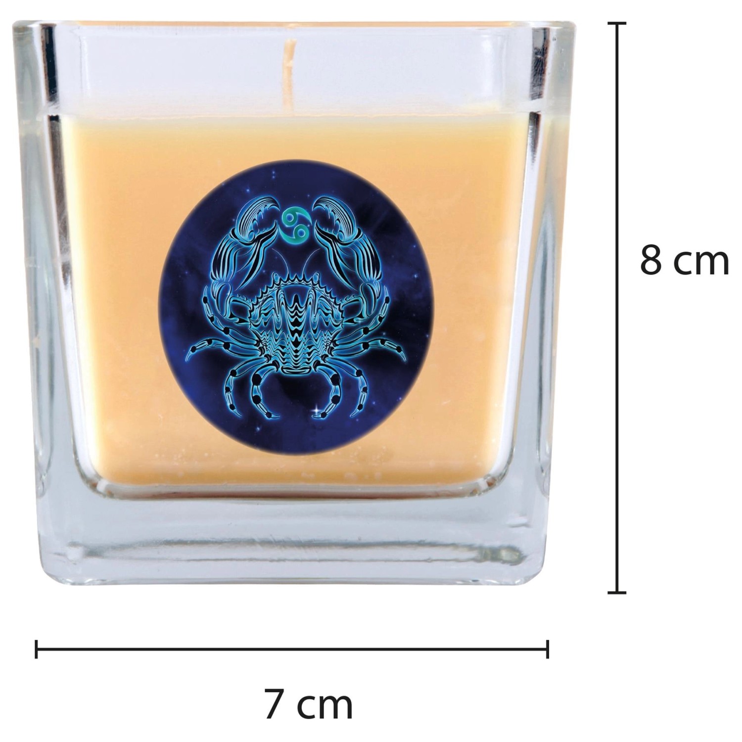 HS Candle Duftkerze Sternzeichen Krebs im Glas, Vanille Duft, 50 Stunden Brenndauer.