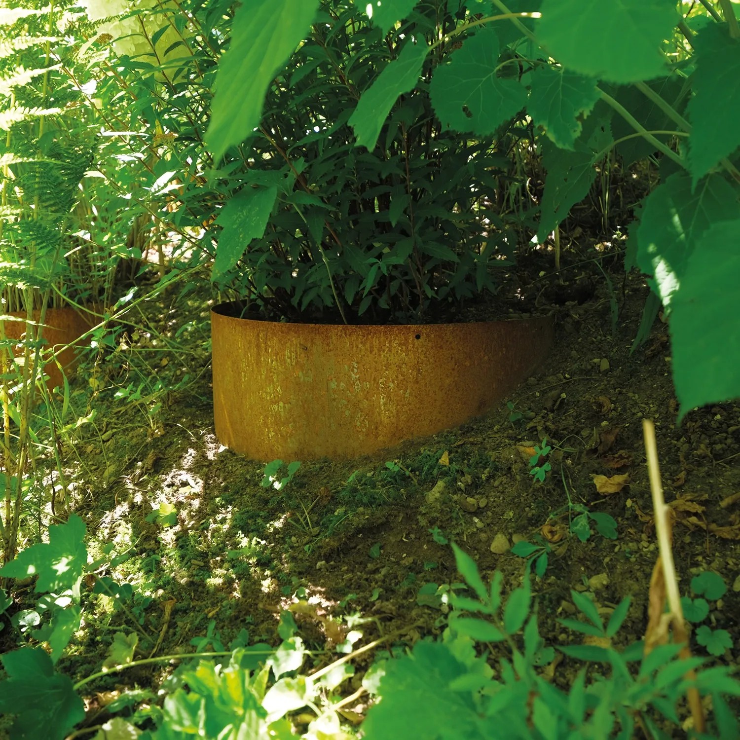 Bellissa Hangpflanzschale Collina Corten zur Hangbefestigung und Bepflanzung im Garten.