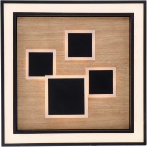Quadratische Paul Neuhaus LED-Deckenleuchte Eliza in Holz Natur und Schwarz, 48x48 cm.