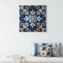 Leinwandbild mit blau-gelbem Ornament im Boho-Stil für Wohn- und Schlafräume.