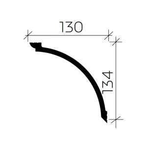 Abbildung eines Musterstücks der Profhome Eckleiste S-650801 mit Maßangaben.