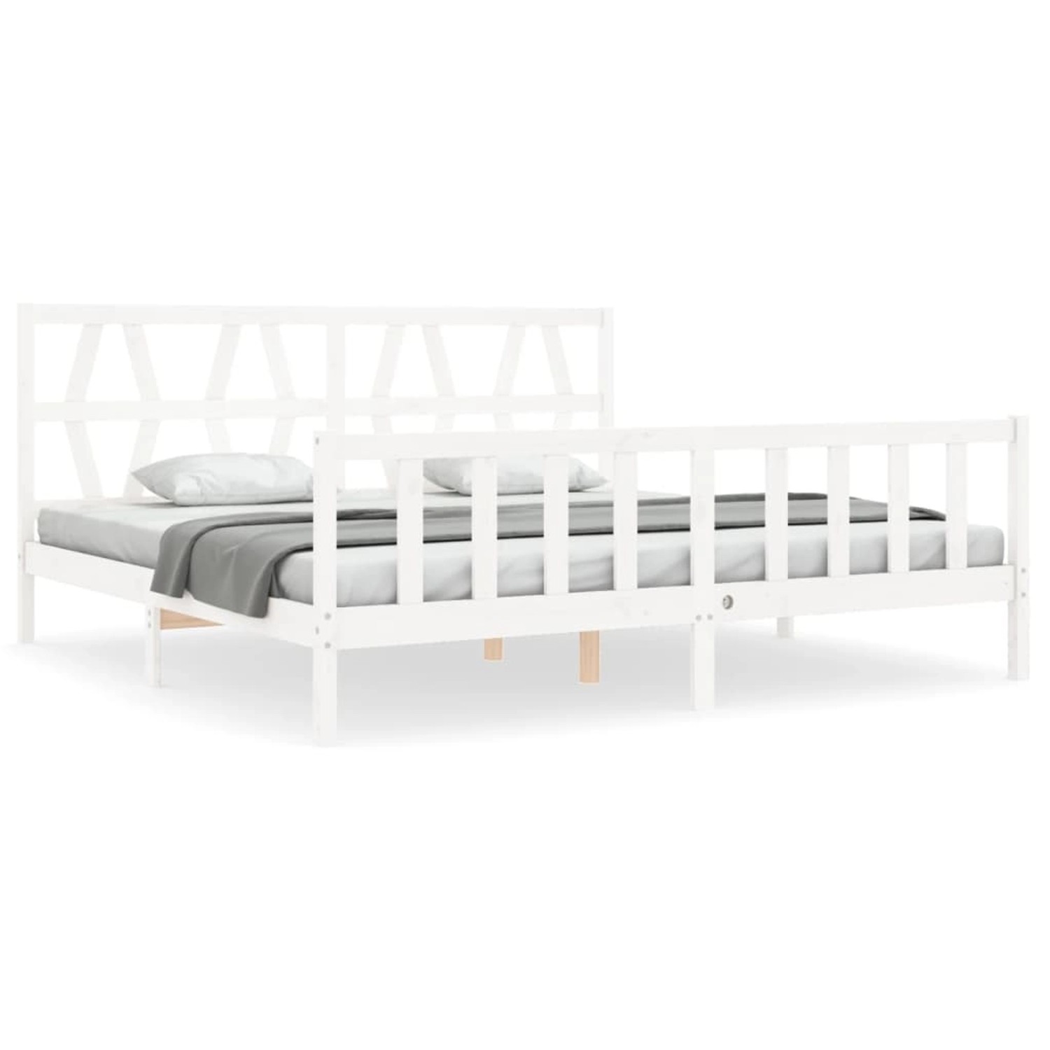 vidaXL Massivholzbett ohne Matratze Weiß 200x200 cm Kiefernholz 3192512 günstig online kaufen