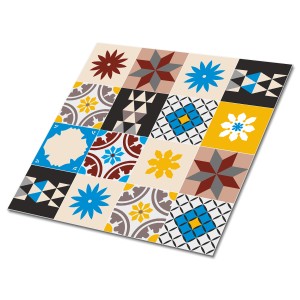 Tulup PVC Fliesen Selbstklebende 30 cm x 30 cm Set von 9 Klassische Klebefliesen Vinyl Bodenfliesen Klebefliesen für Küche Orientalisches Mosaik