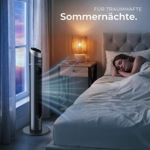 Tectake Turmventilator  Oszillierend 3 Modi und 3 Geschwindigkeitsstufen  31 x 31 x 90 cm Anthrazit