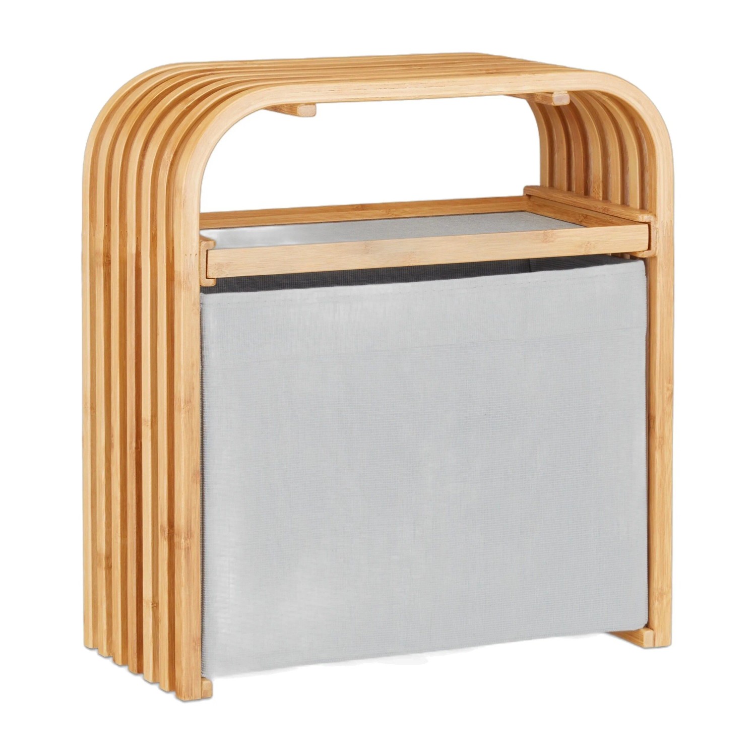 Relaxdays Hocker Bambus Natur Hellgrau mit Aufbewahrungsbox 45 cm x 41 cm x 19,5 cm 2,4 kg