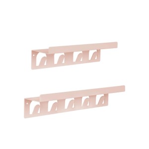 KARAT Wandregal 2er Set, Metall, bunt, mit Haken, pink. Regale für Jacken, Taschen und Deko.